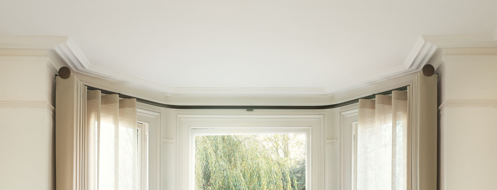 Curved bay window curtain pole discount