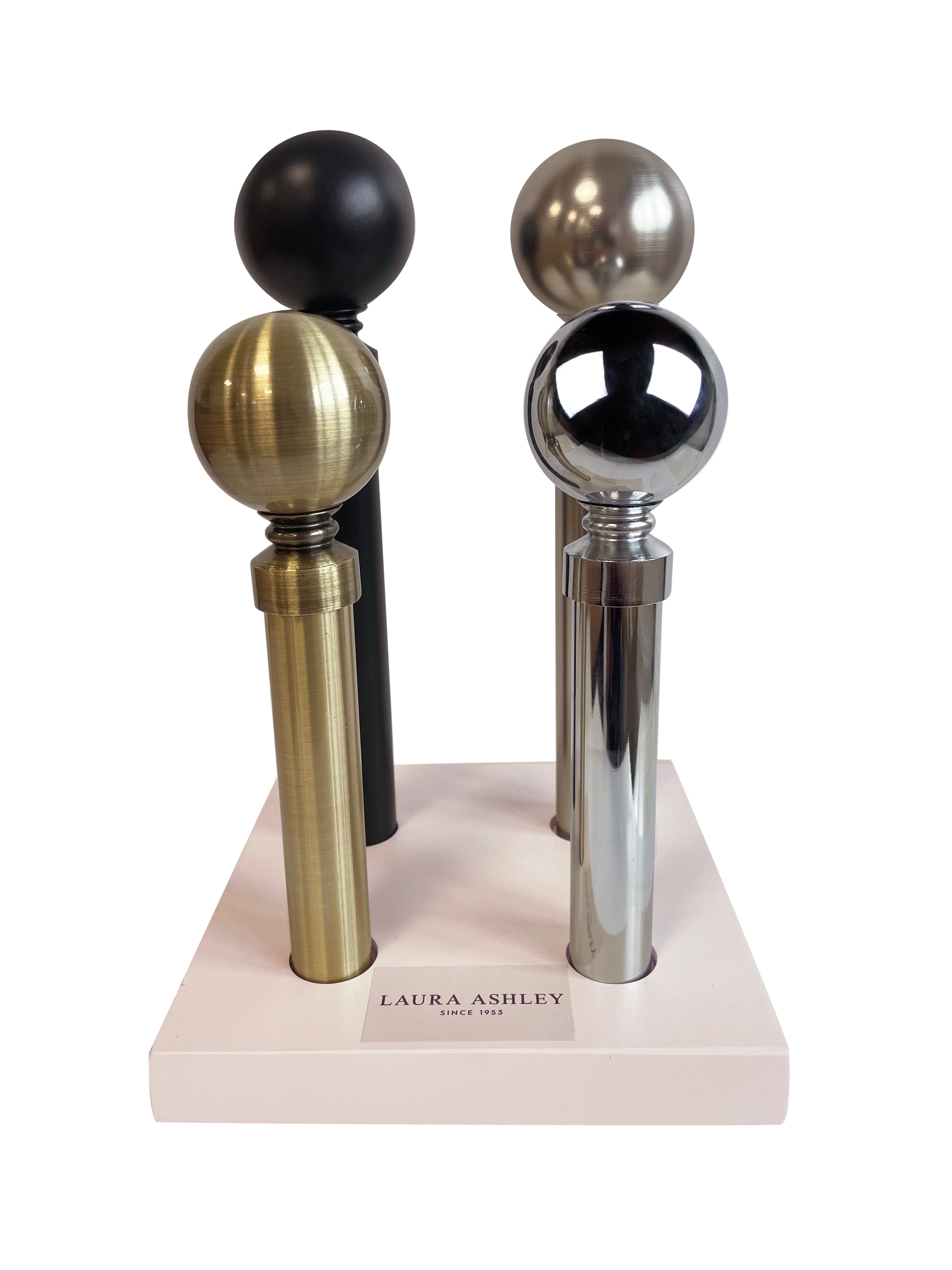 Laura Ashley Eyelet Curtain Pole with Ball Finial in Matt Nickel