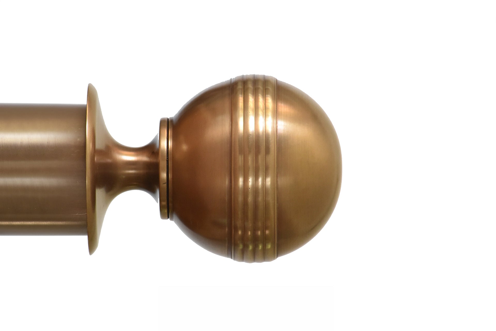 Tillys Classic Four Rib Ball Finial Curtain Pole Set in Antique Brass