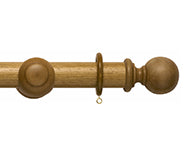 Hallis Modern Country Ball Curtain Pole Set in Light Oak