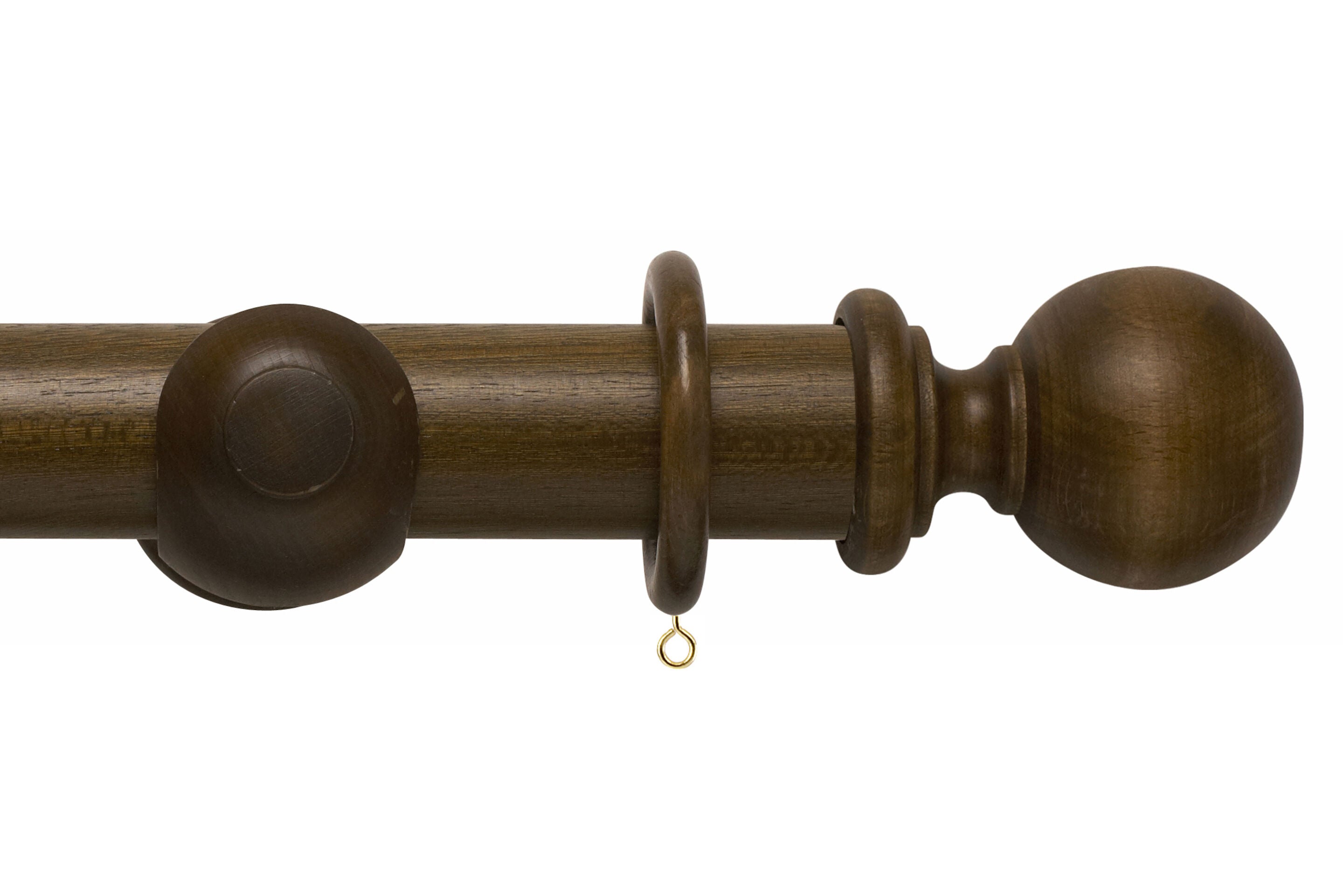 Hallis Modern Country Ball Curtain Pole Set in Dark Oak