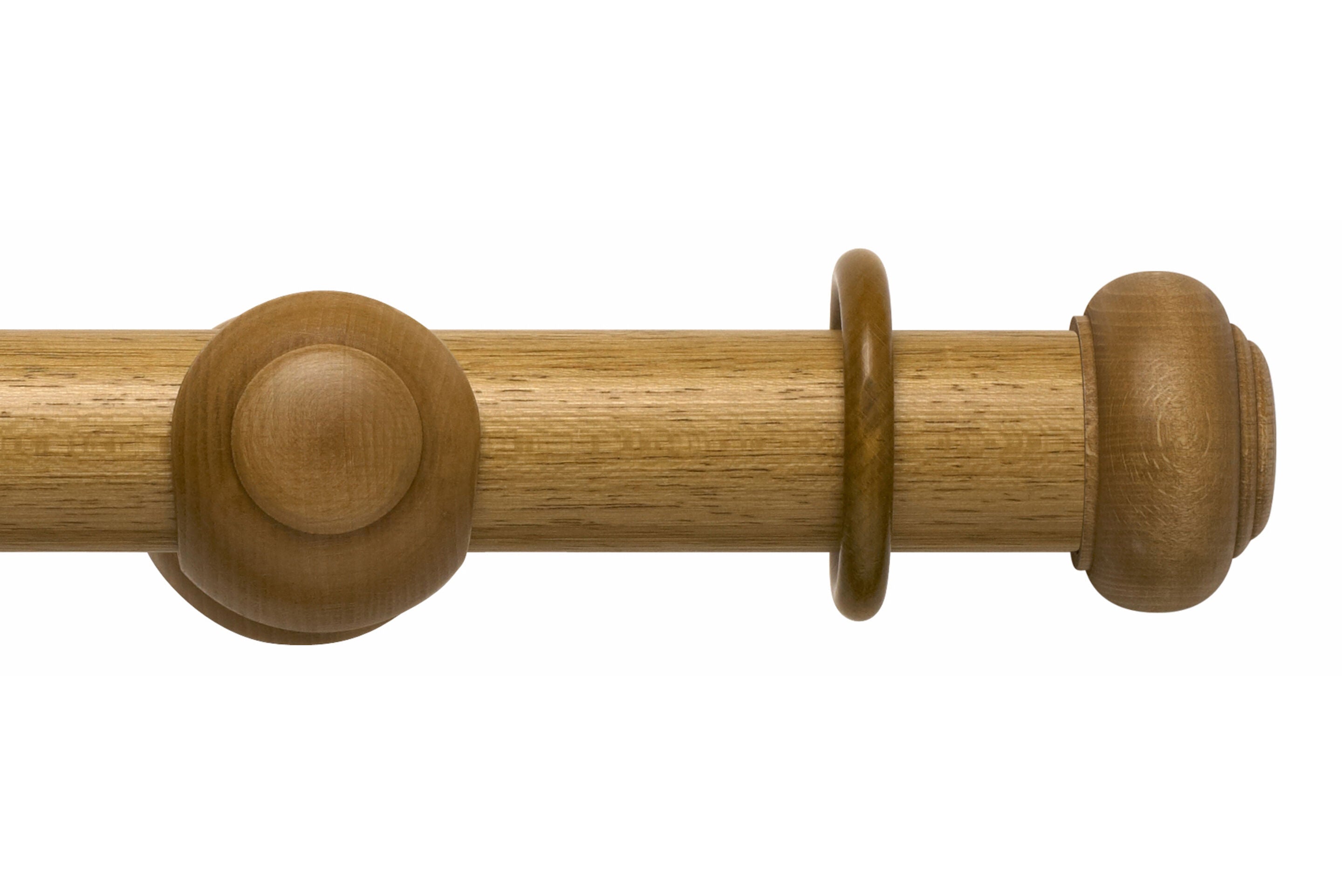 Hallis Modern Country Button Curtain Pole Set in Light Oak