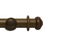 Hallis Modern Country Button Curtain Pole Set in Dark Oak