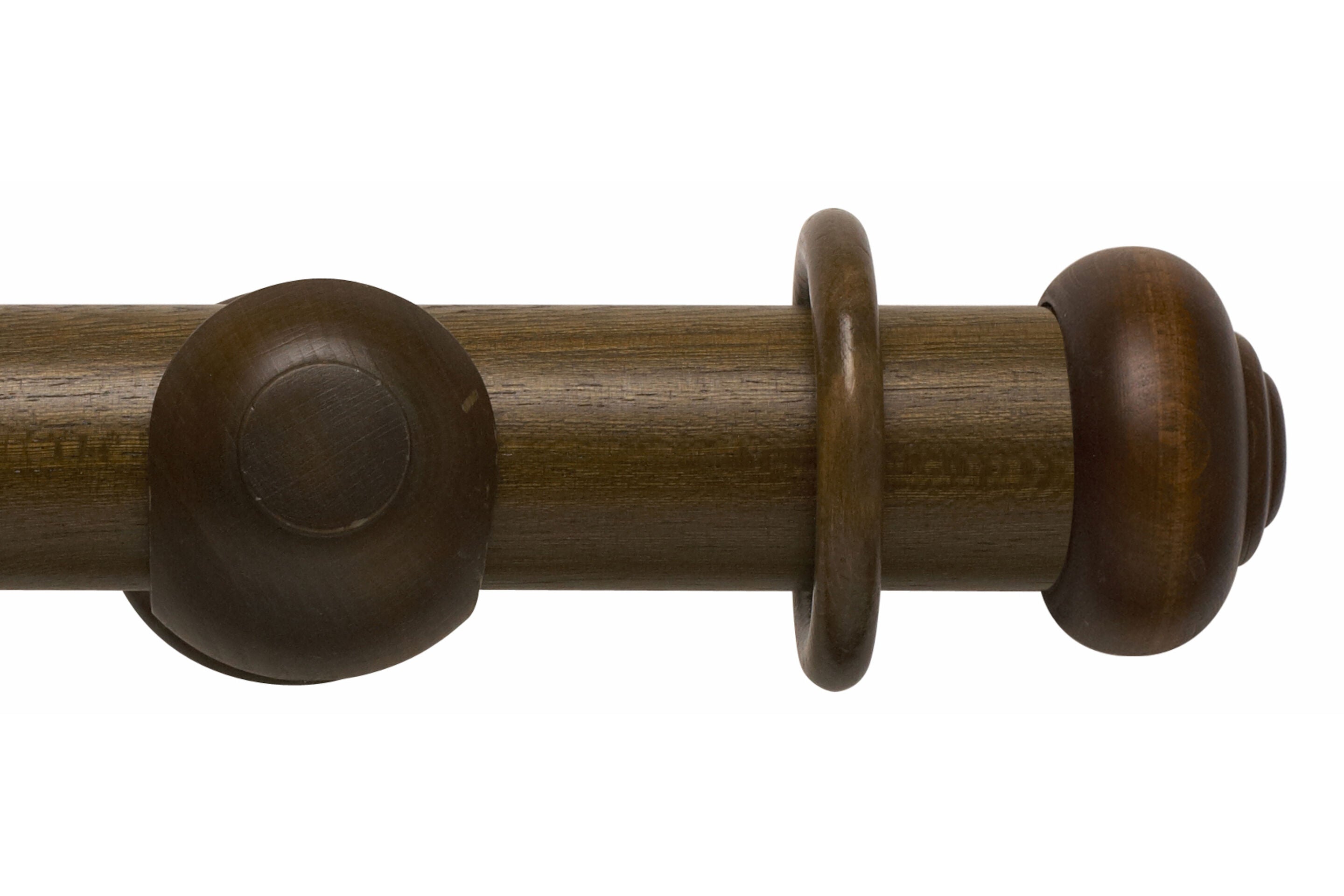 Hallis Modern Country Button Curtain Pole Set in Dark Oak
