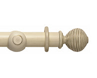 Hallis Modern Country Ribbed Ball Curtain Pole Set in Brushed Cream
