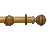 Hallis Modern Country Ribbed Ball Curtain Pole Set in Light Oak