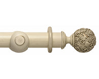 Hallis Modern Country Floral Ball Curtain Pole Set in Brushed Cream