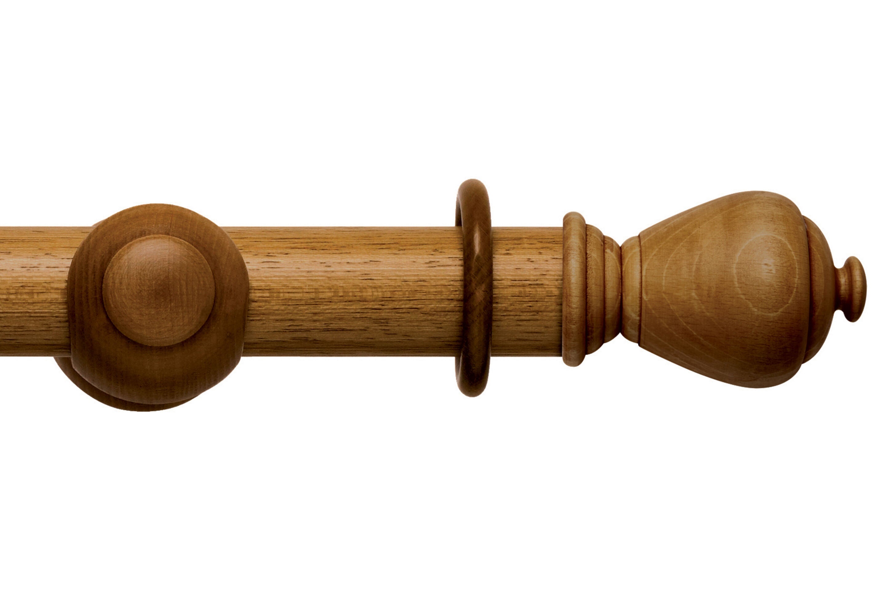 Hallis Modern Country Sugar Pot Curtain Pole Set in Light Oak