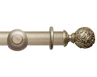 Hallis Modern Country Floral Ball Curtain Pole Set in Satin Silver