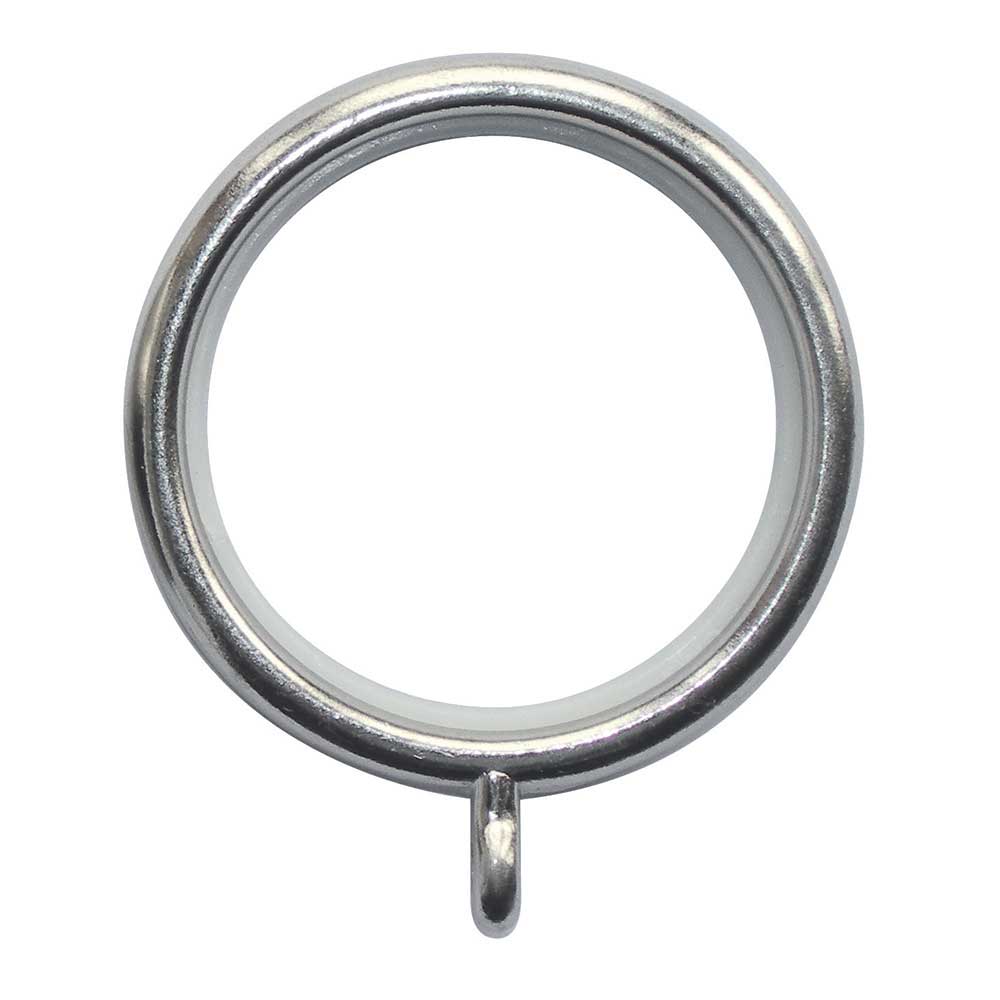 Hallis Neo Nylon Lined Curtain Pole Rings in Stainless Steel Effect
