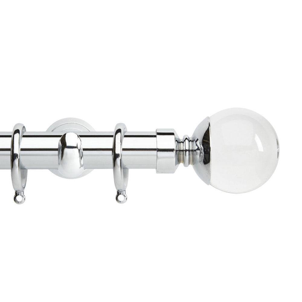 Hallis Neo Premium Clear Ball Curtain Pole Set in Chrome