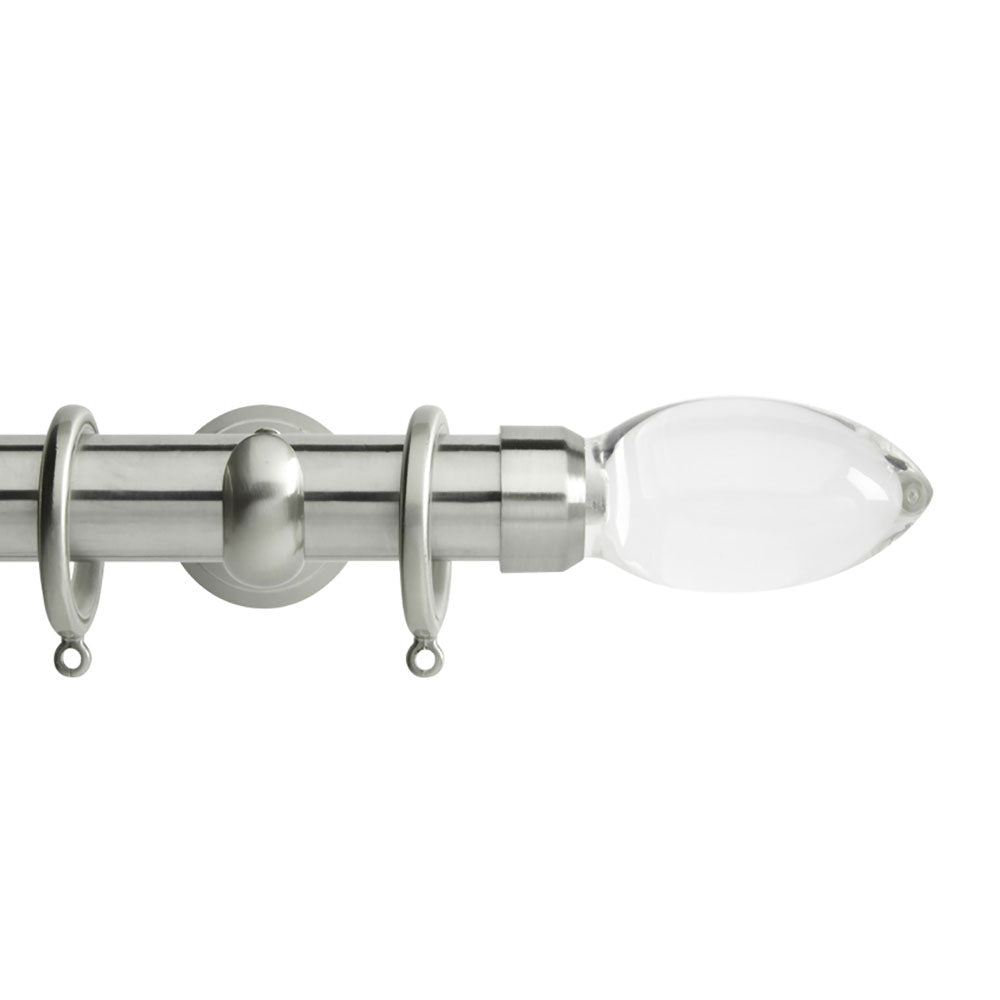 Hallis Neo Premium Clear Teardrop Curtain Pole Set in Stainless Steel