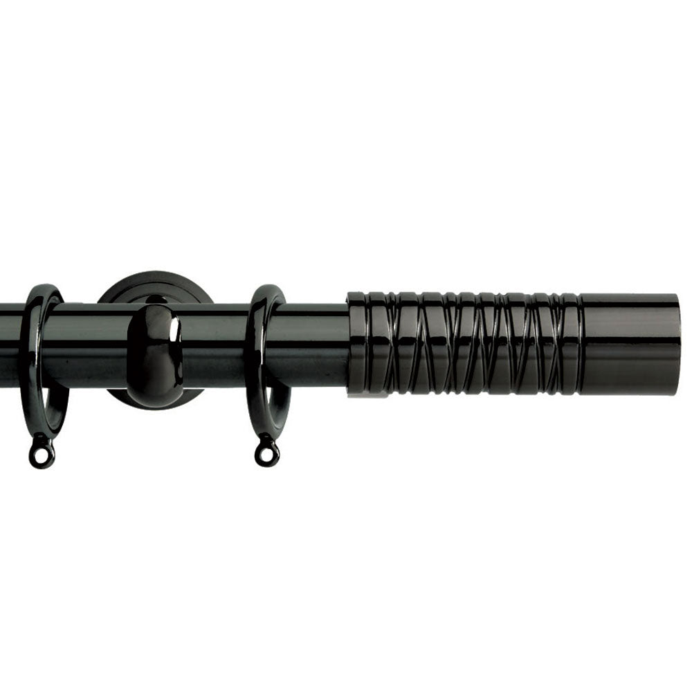 Hallis Neo Premium Wired Barrel Effect Curtain Pole Set in Black Nickel