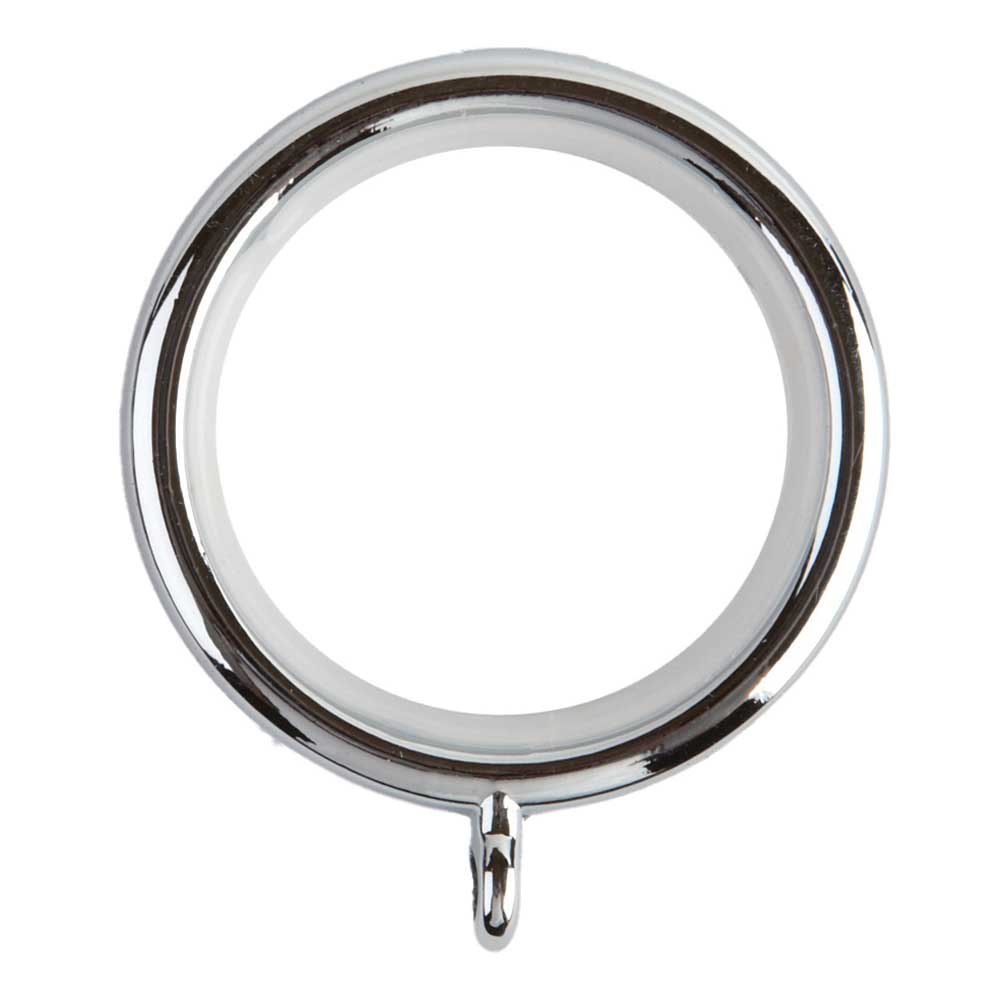 Hallis Neo Nylon Lined Curtain Pole Rings in Chrome Effect