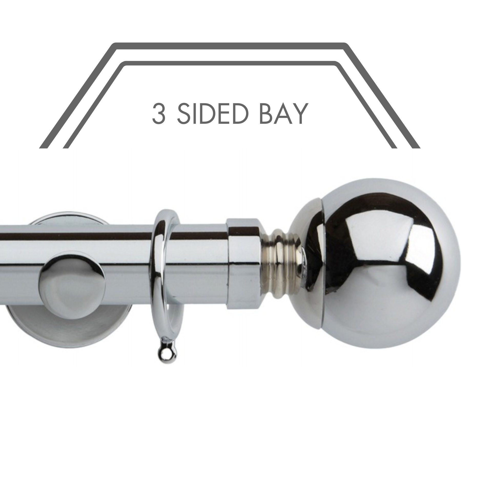 Hallis Neo Chrome Ball 3-Sided Bay Window Curtain Pole Set
