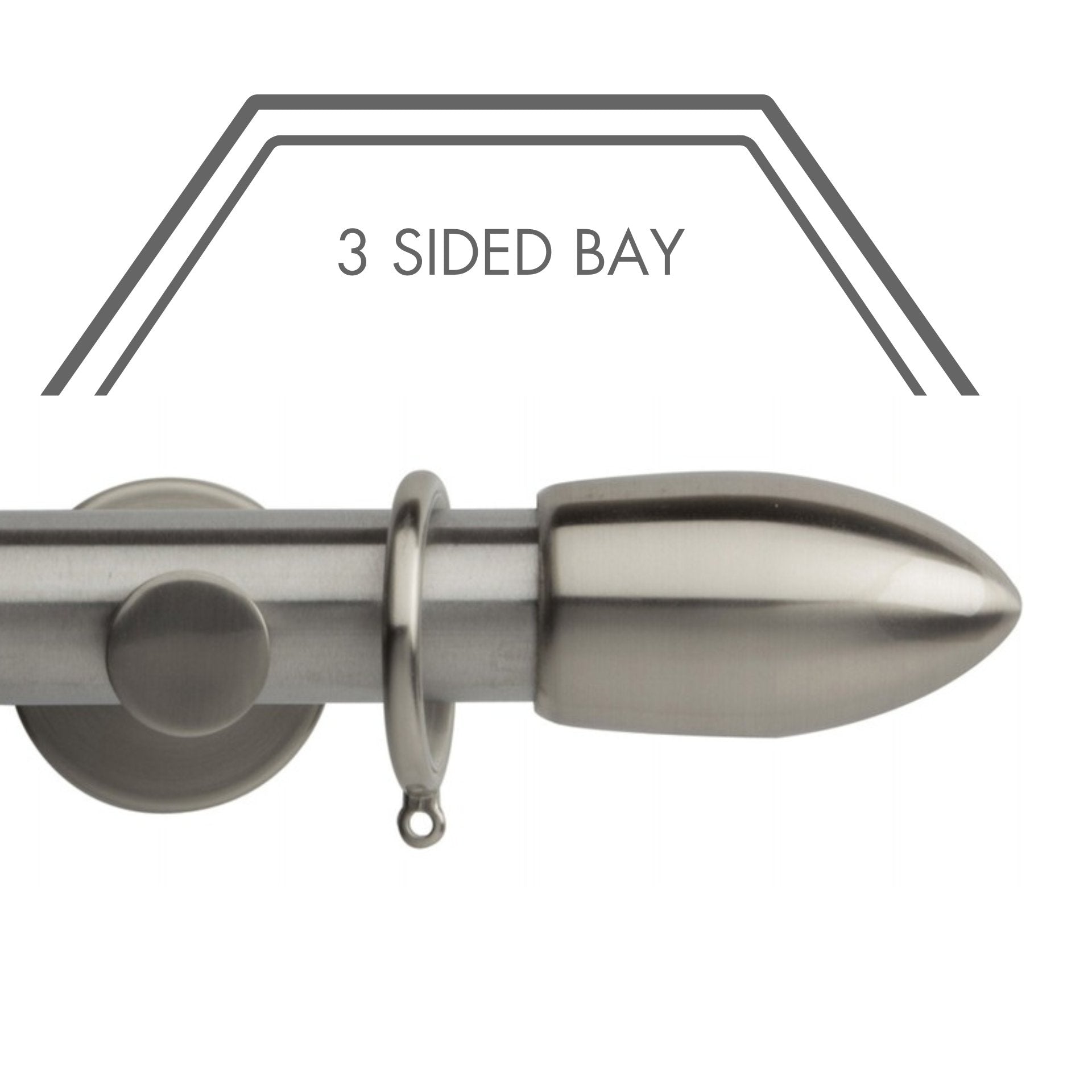 Hallis Neo Stainless Steel Effect Bullet 3-Sided Bay Window Curtain Pole Set