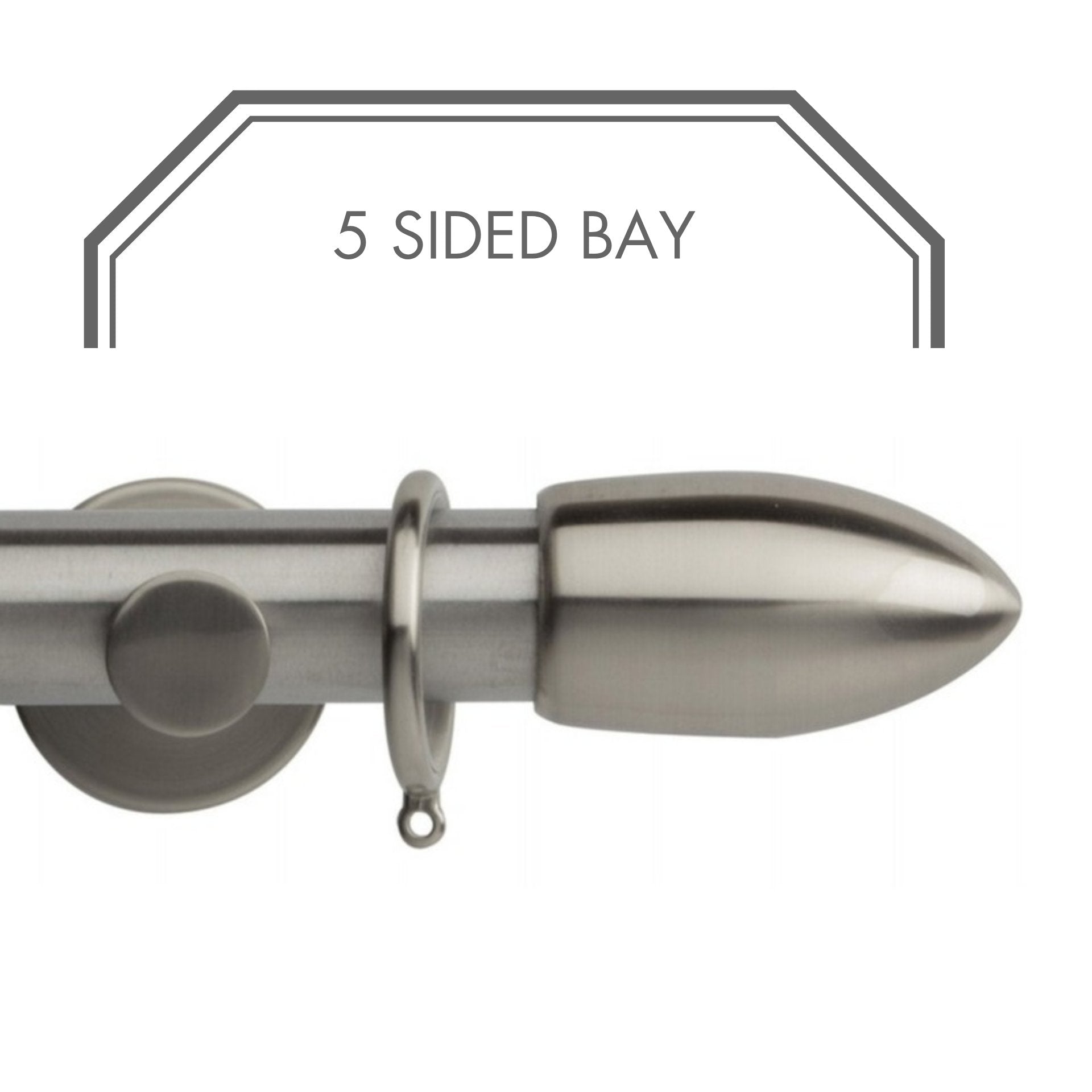 Hallis Neo Stainless Steel Effect Bullet 5-Sided Bay Window Curtain Pole Set