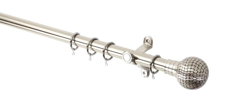 Hallis Galleria Flat Stud Curtain Pole Set in Brushed Silver