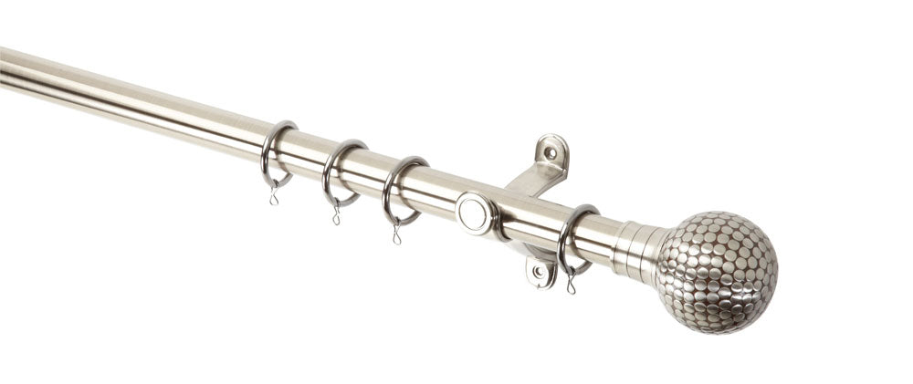 Hallis Galleria Flat Stud Curtain Pole Set in Brushed Silver