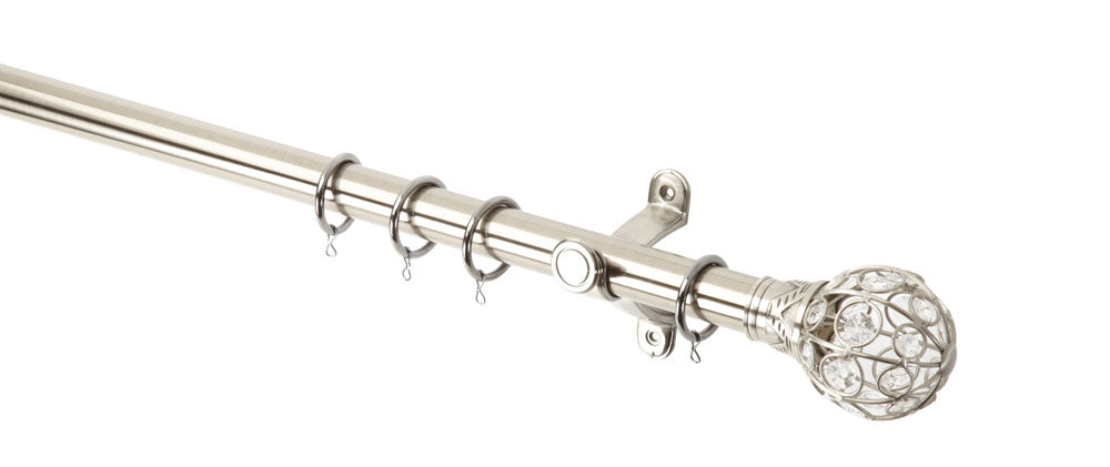 Hallis Galleria Jewelled Cage Curtain Pole Set in Brushed Silver