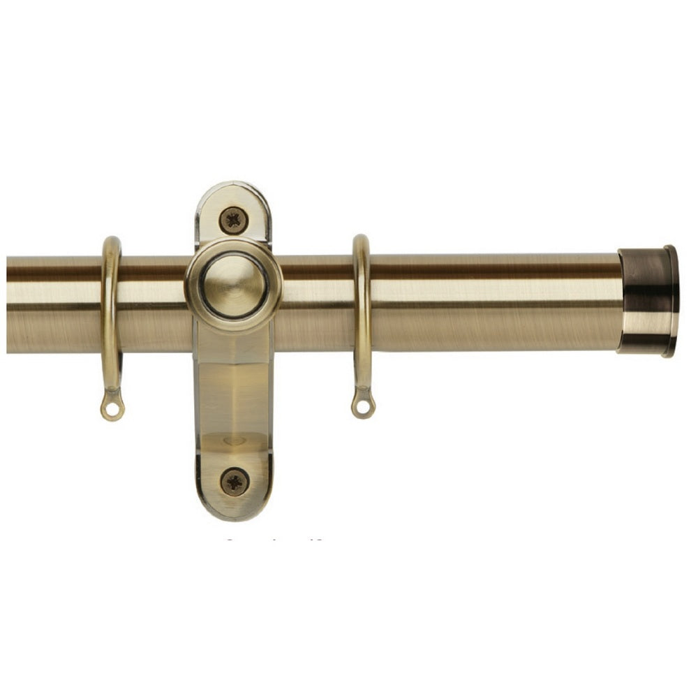 Hallis Galleria End Cap Curtain Pole Set in Burnished Brass