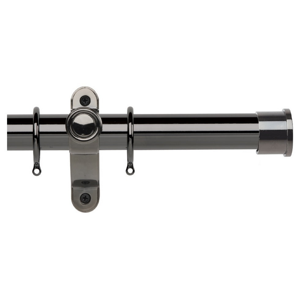 Hallis G2 End Cap Curtain Pole Set in Black Nickel