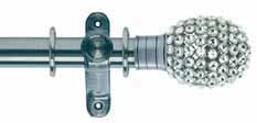 Hallis Galleria Clear Jewelled Bulb Curtain Pole Set in Brushed Silver