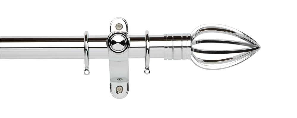 Hallis Galleria Metals Caged Spear Curtain Pole Set in Chrome