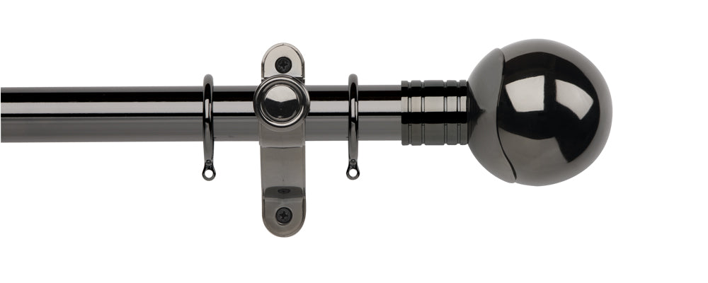 Hallis Galleria Metals Orb Curtain Pole Set in Black Nickel