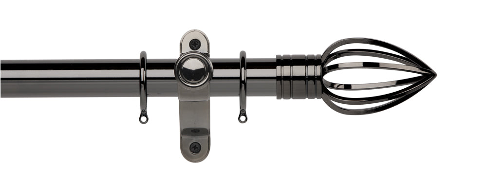 Hallis Galleria Metals Caged Spear Curtain Pole Set in Black Nickel