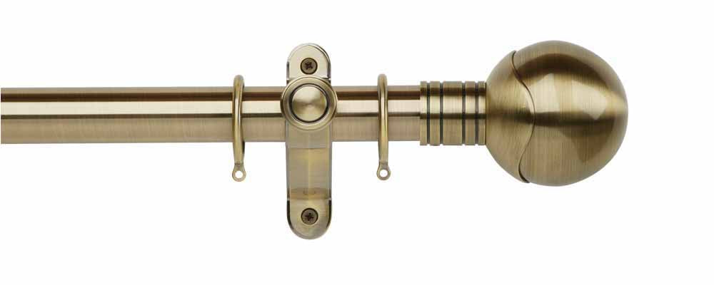 Hallis Galleria Metals Orb Curtain Pole Set in Burnished Brass