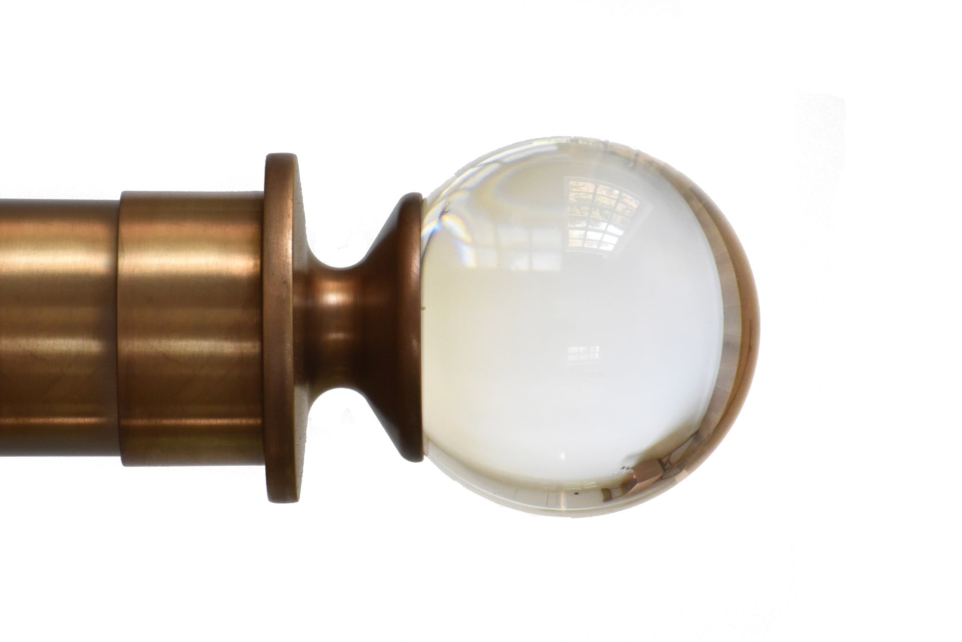 Tillys Acrylic Peardrop Finial Curtain Pole Set in Antique Brass