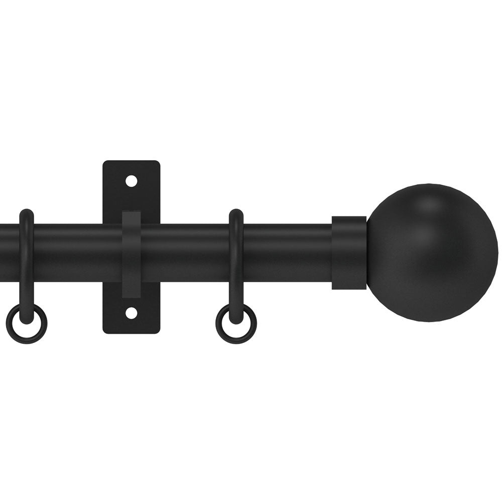 Hallis Arc Ball Curtain Pole Set in Soft Black