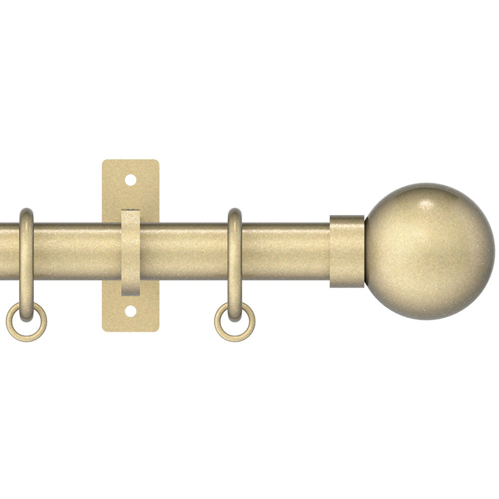 Hallis Arc Ball Curtain Pole Set in Soft Brass