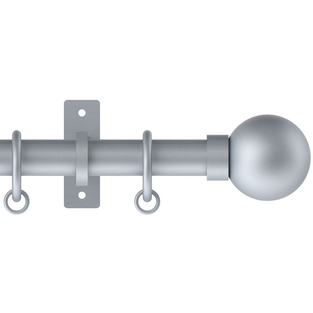 Hallis Arc Ball Curtain Pole Set in Soft Silver