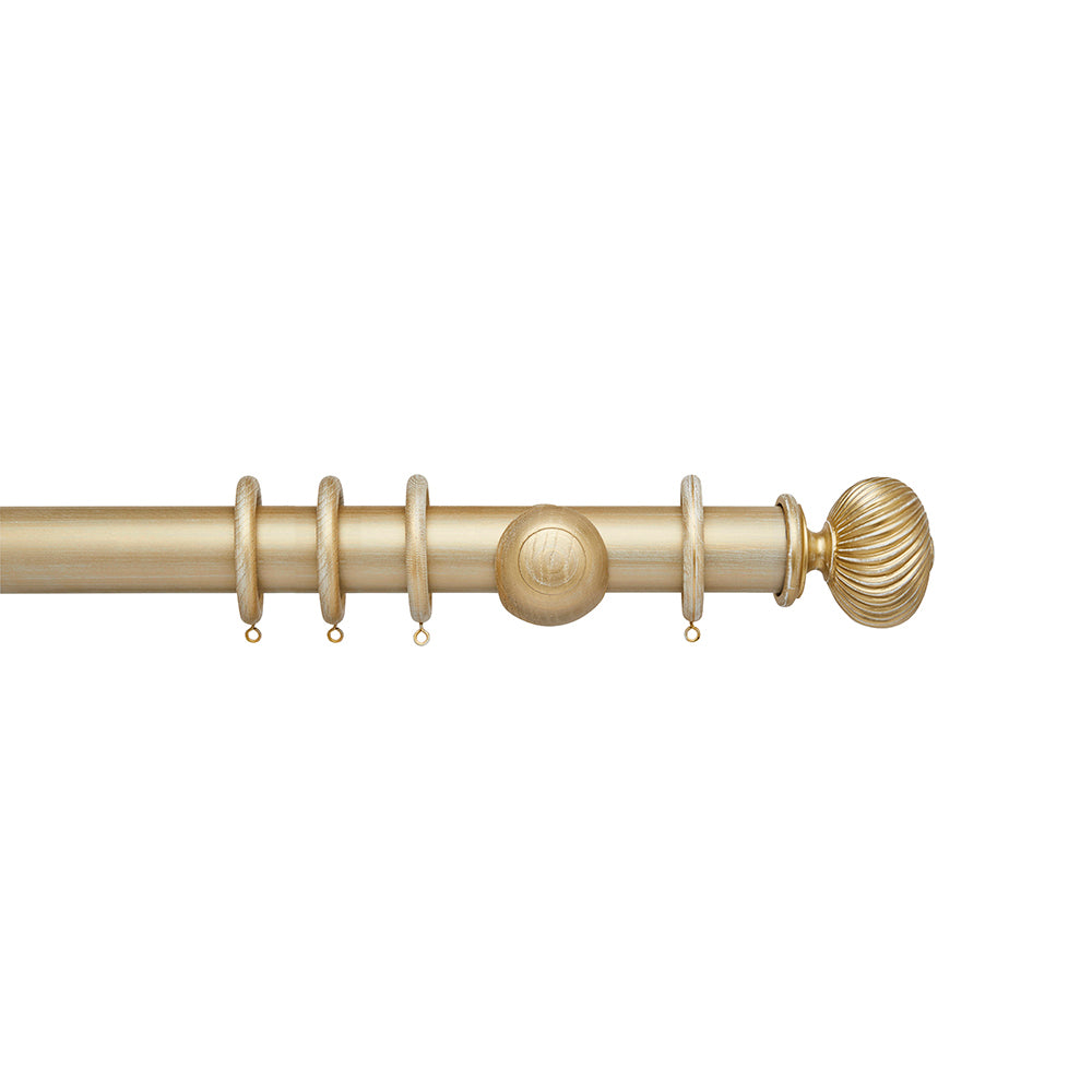 Hallis Ashbridge Sezincote Curtain Pole Set in Gold over White