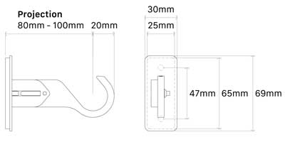 Hallis Arc Adjustable End Bracket in Soft Brass