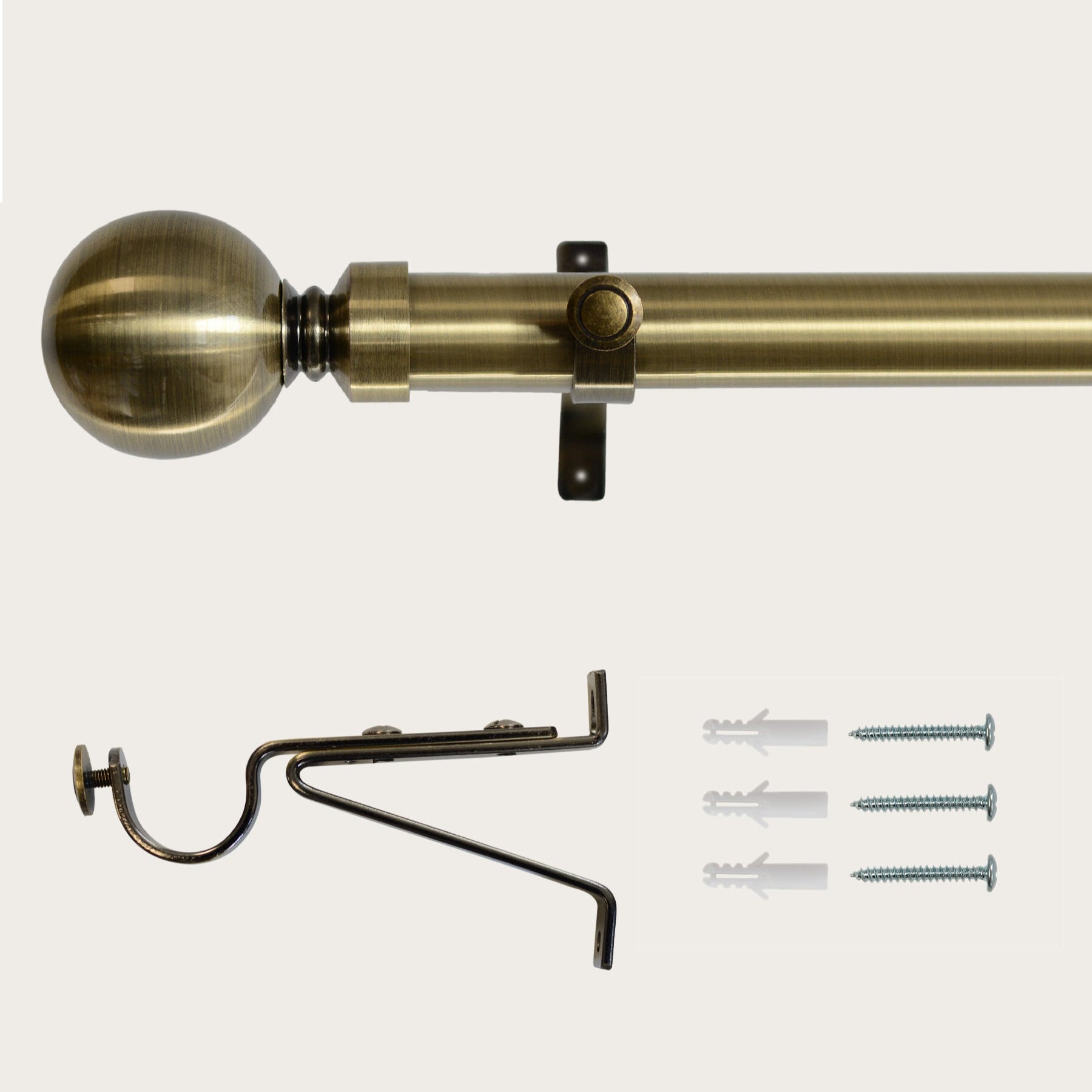 Laura Ashley Eyelet Curtain Pole with Ball Finial in Antique Brass