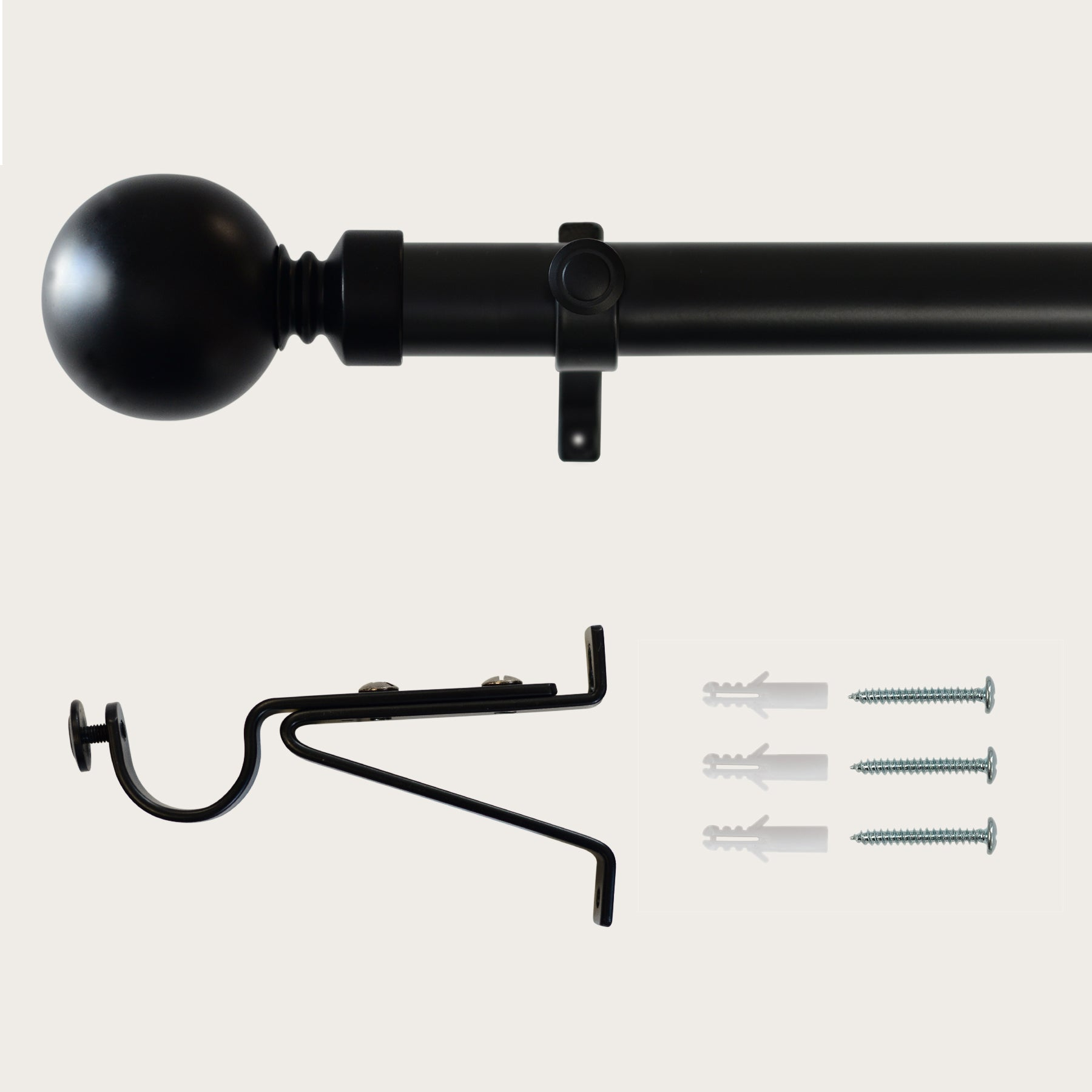 Laura Ashley Eyelet Curtain Pole with Ball Finial in Black