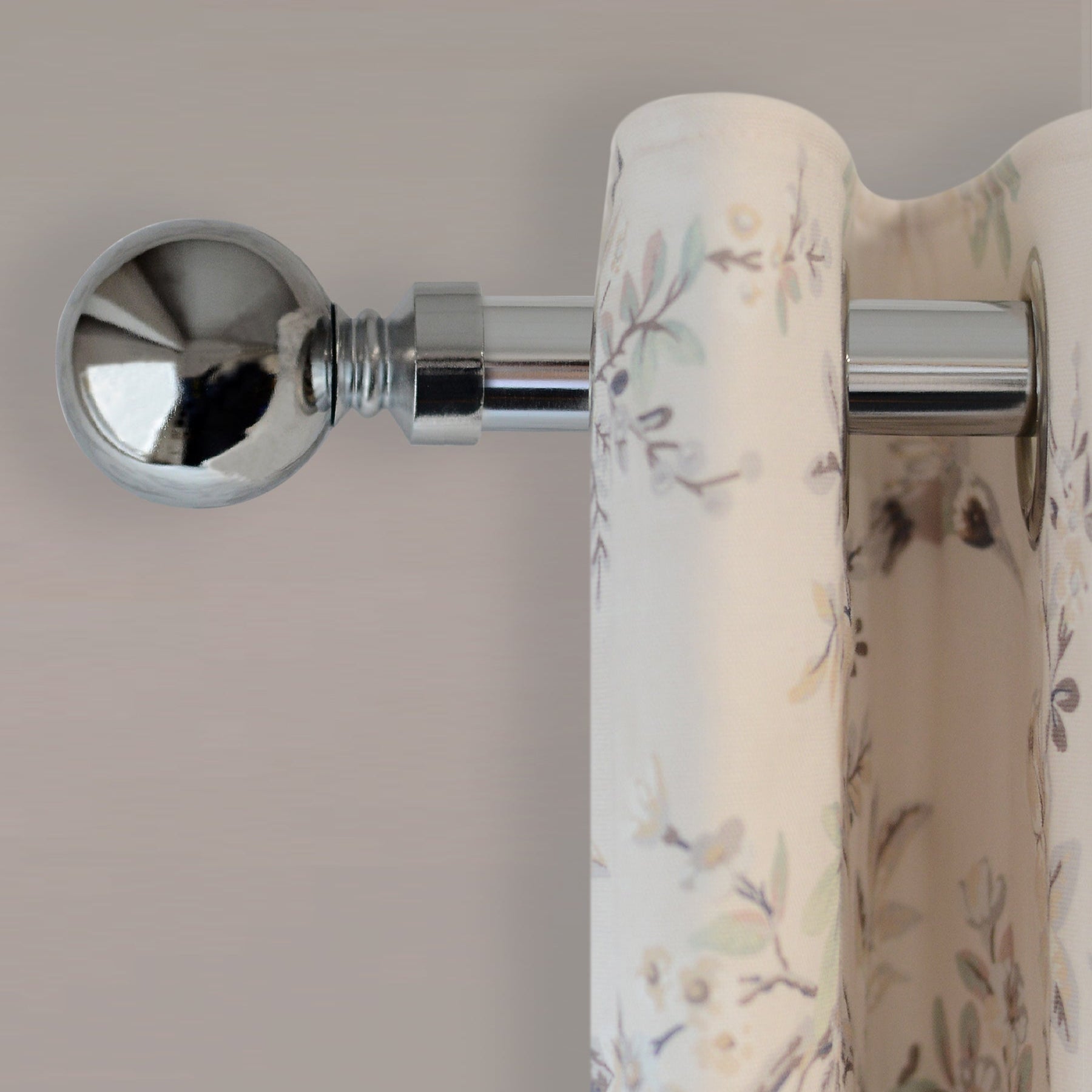 Laura Ashley Eyelet Curtain Pole with Ball Finial in Chrome