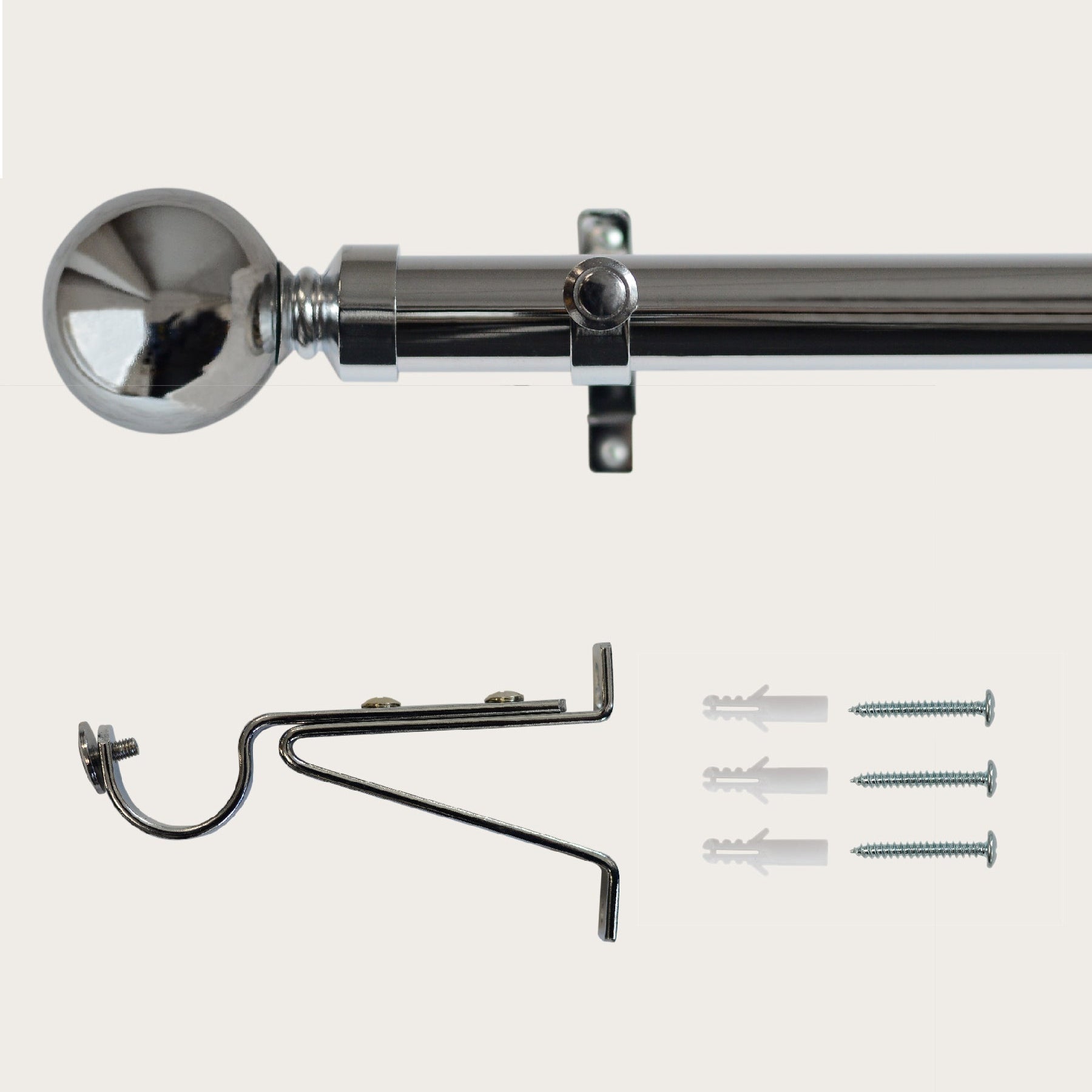 Laura Ashley Eyelet Curtain Pole with Ball Finial in Chrome