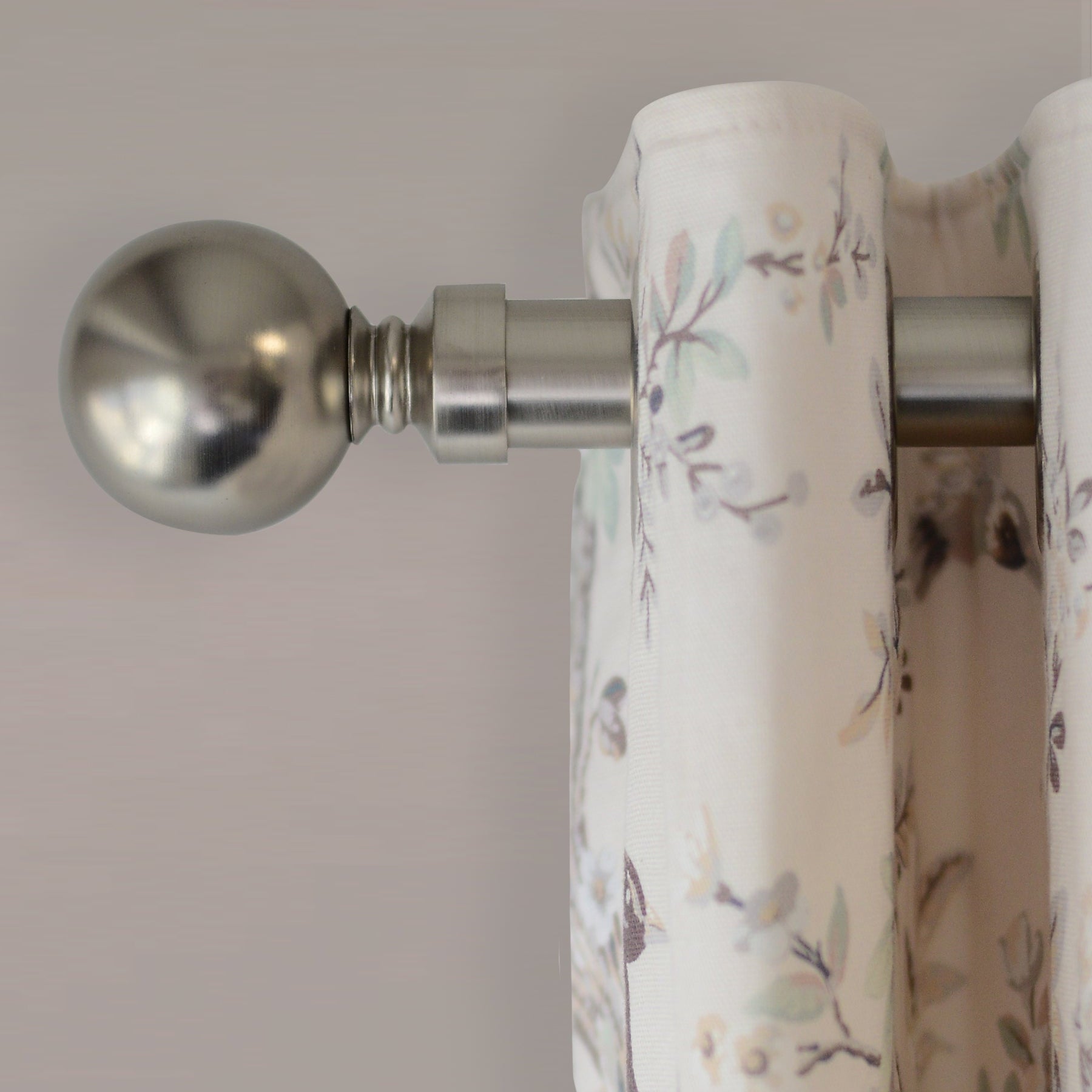 Laura Ashley Eyelet Curtain Pole with Ball Finial in Matt Nickel