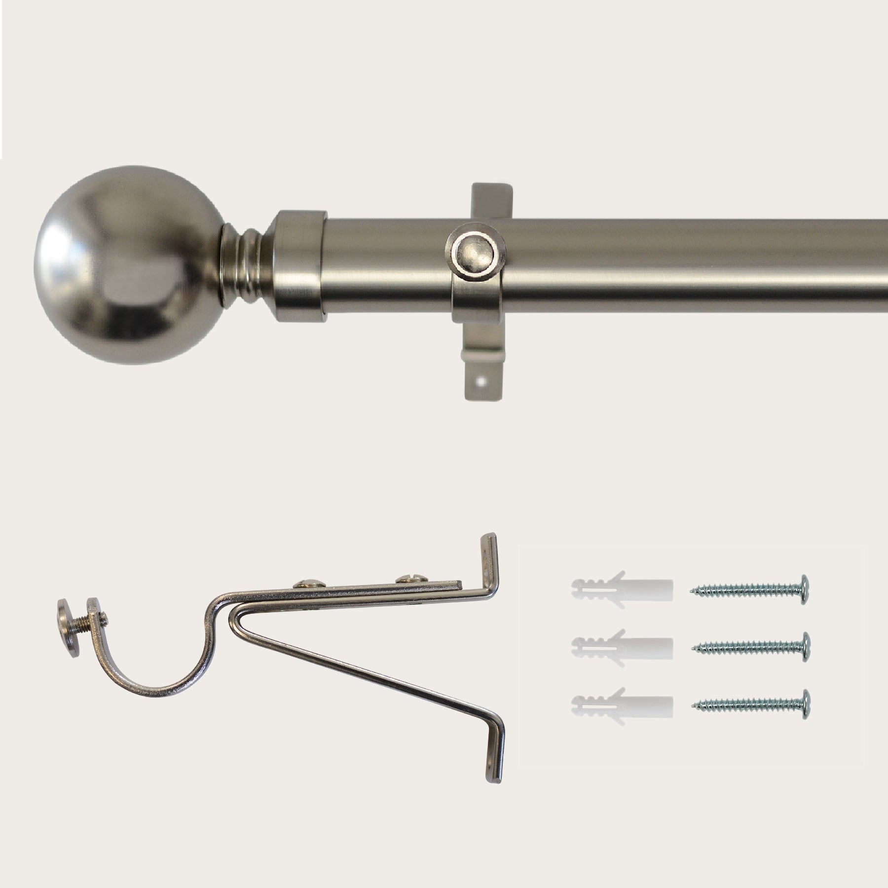 Laura Ashley Eyelet Curtain Pole with Ball Finial in Matt Nickel