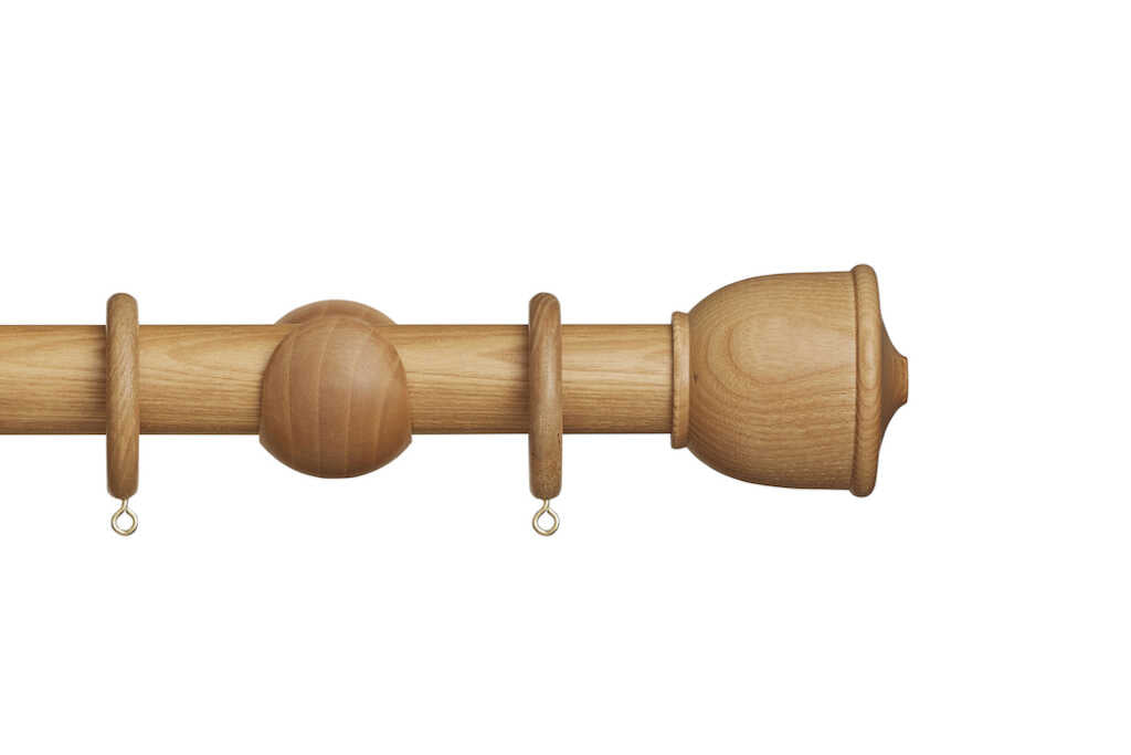 Hallis Eden Urn Curtain Pole Set in Natural Ash