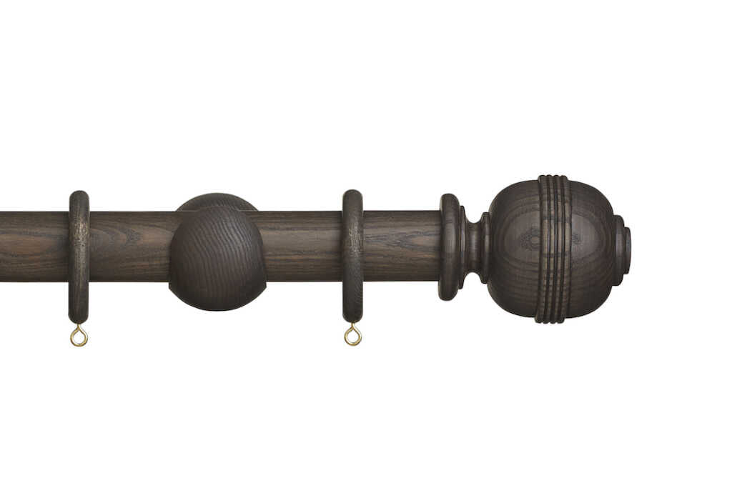 Hallis Eden Ridged Ball Curtain Pole Set in Umber