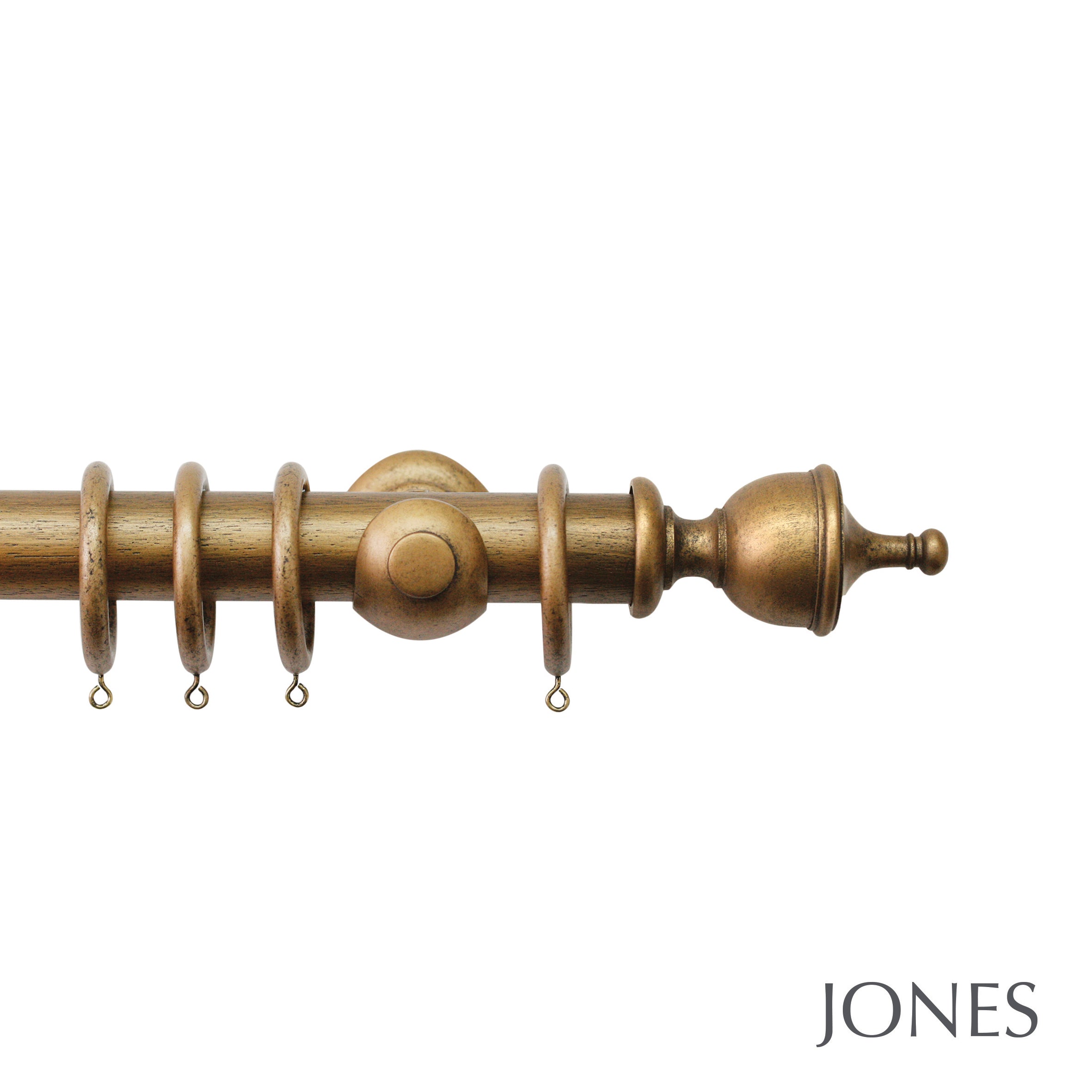 Jones Interiors Hardwick Urn Finial Curtain Pole Set in Antique Gold