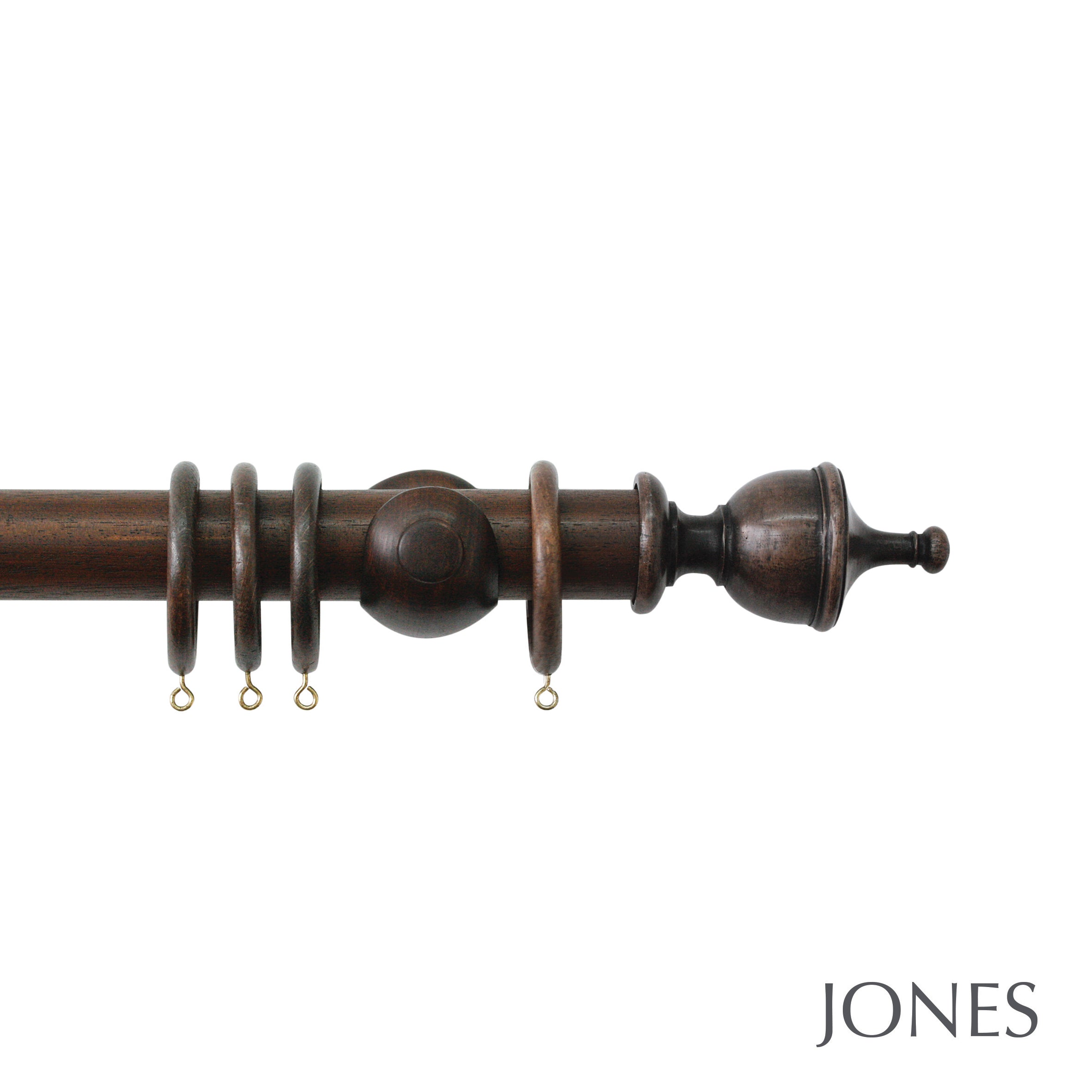 Jones Interiors Hardwick Urn Finial Curtain Pole Set in Oak