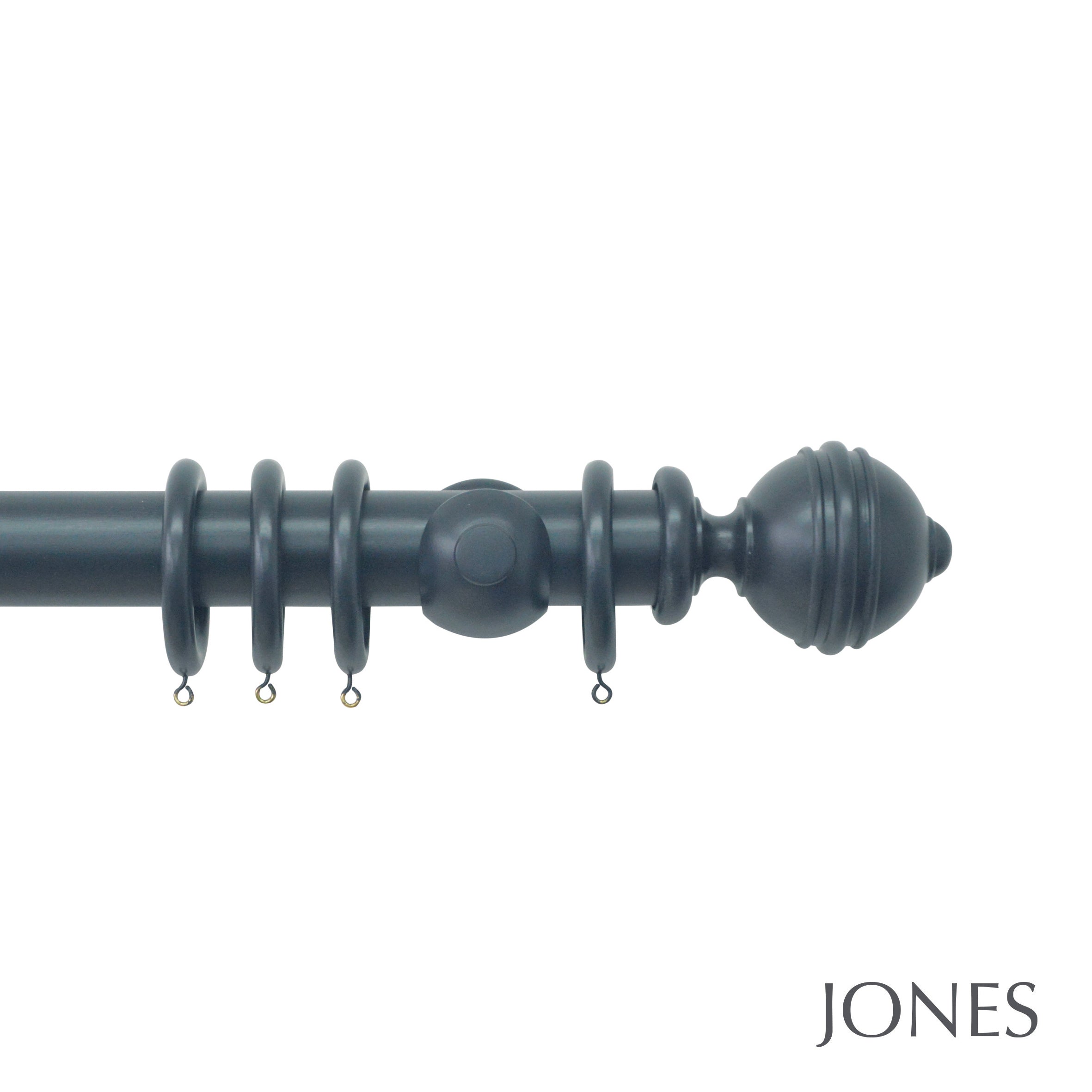 Jones Interiors Estate Ribbed Ball Finial Curtain Pole Set in Airforce