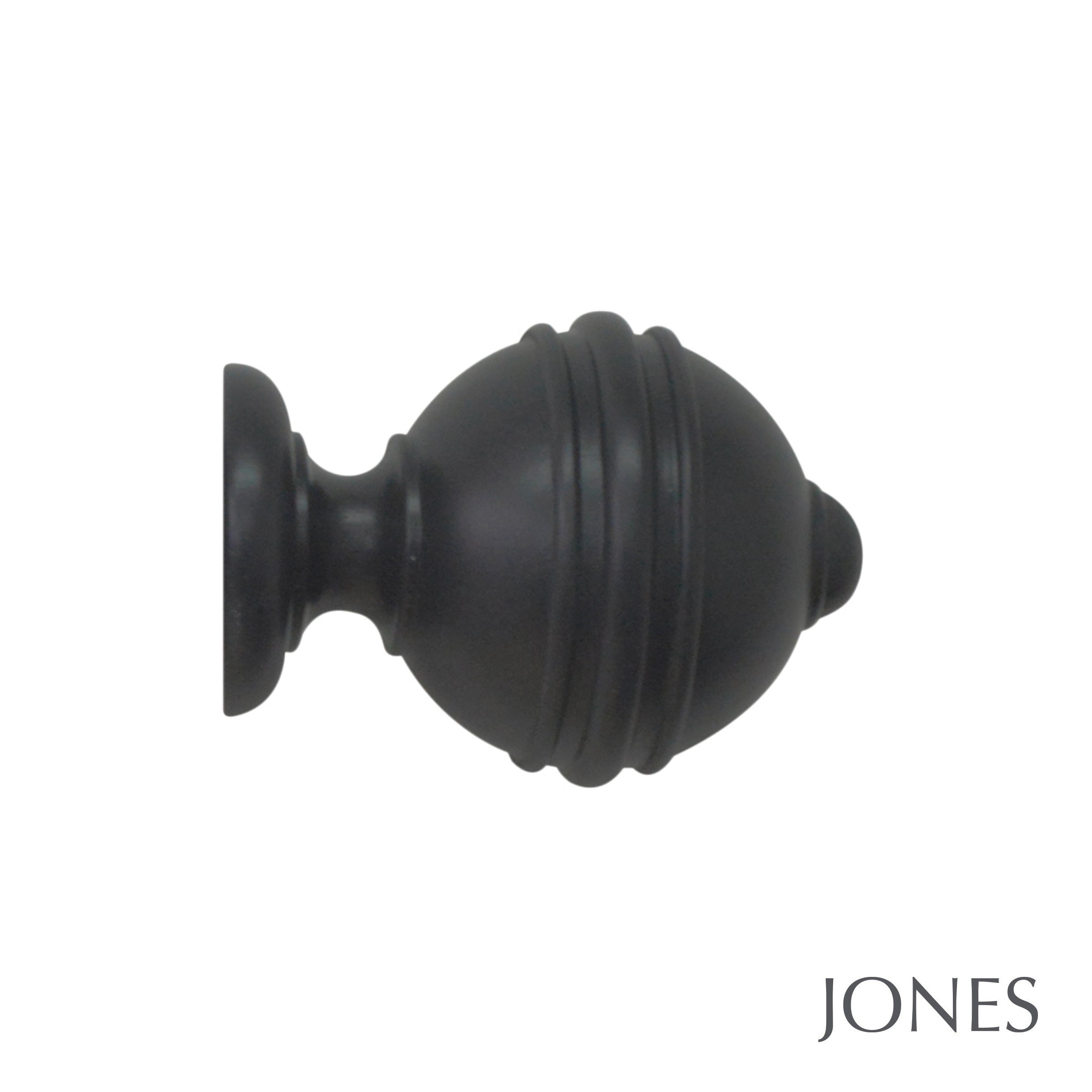 Jones Interiors Estate Ribbed Ball Finial Curtain Pole Set in Charcoal