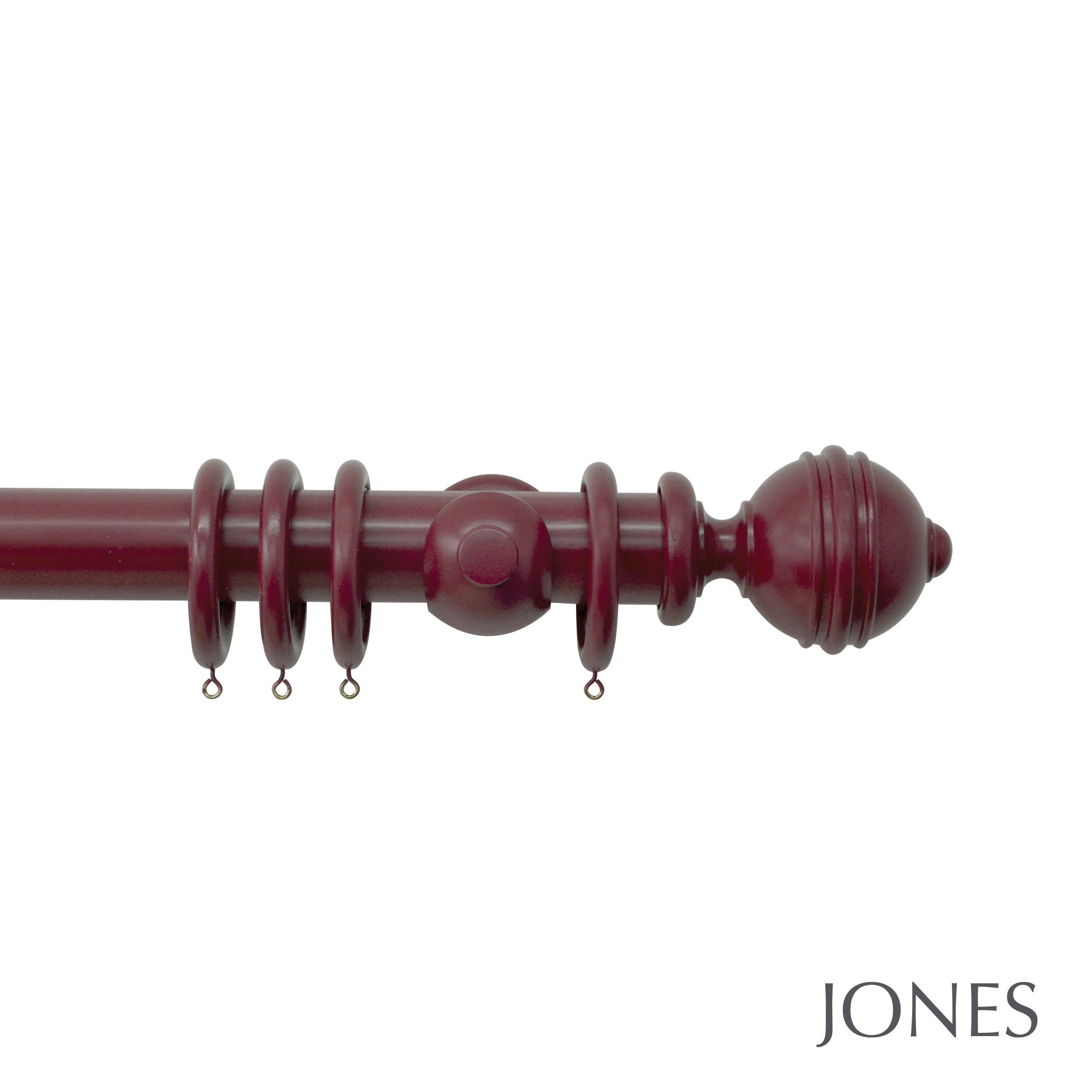 Jones Interiors Estate Ribbed Ball Finial Curtain Pole Set in Claret